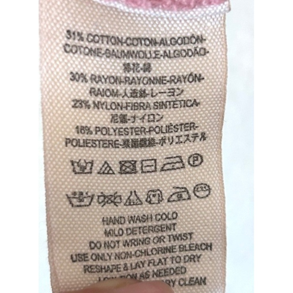 Free‎ People Boho Pink V-Neck Textured Boucle Knit Oversized Sweater SZ M - Picture 8 of 8